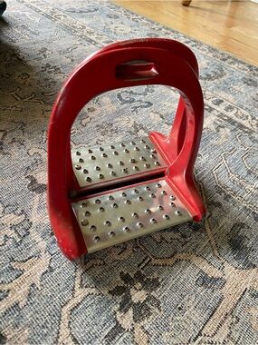 Red Metal Horse Stirrup with Studded Footrests